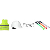 Abbasali Safety Kit for Construction Sites, Malls, Events, Traffic Baton Light, Safety Helmet, Safety Jacket And Clear Goggles