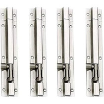 Generic Stainless Steel Tower Bolt 6 Inch Door Latch for Main Door And Window, Silver S/S Finish, Pack of 4