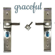 Abbasali Wooden Door Handle for Entrance and Interior Doors, Model NK 06, Rose Gold