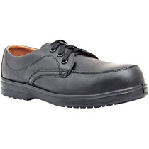 Abbasali Mens Black Leather Steel Toe Safety Shoes, Lightweight, Breathable, Slip Resistant, Size 46, Lace Up