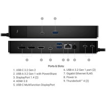 Dell Thunderbolt Dock Wd22Tb4, 9 Various Of Ports, 4K - 60 Hz (Quad Display), Interfaces 2 X Thunderbolt 4