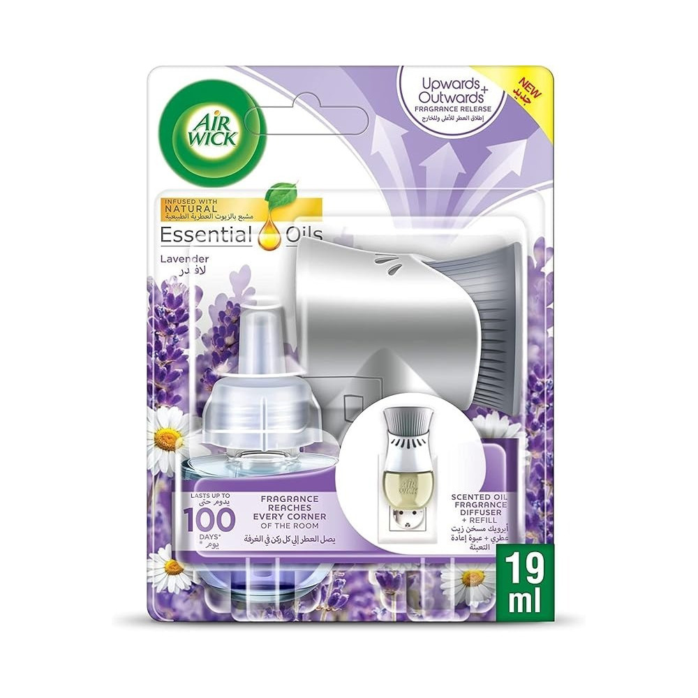 Air Wick Plug-In Scented Oil Fragrance Diffuser With Refill, Lavender, Eliminates Bad Odour Like Cat Litter Smell, 19Ml