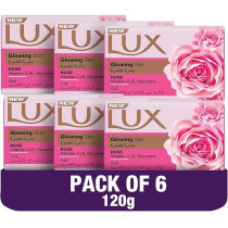 Lux Bar Soap For Glowing Skin, Rose With Vitamin C, E, And Glycerine, 120G (Pack Of 6)