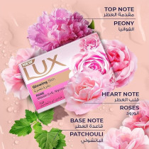 Lux Bar Soap For Glowing Skin, Rose With Vitamin C, E, And Glycerine, 120G (Pack Of 6)