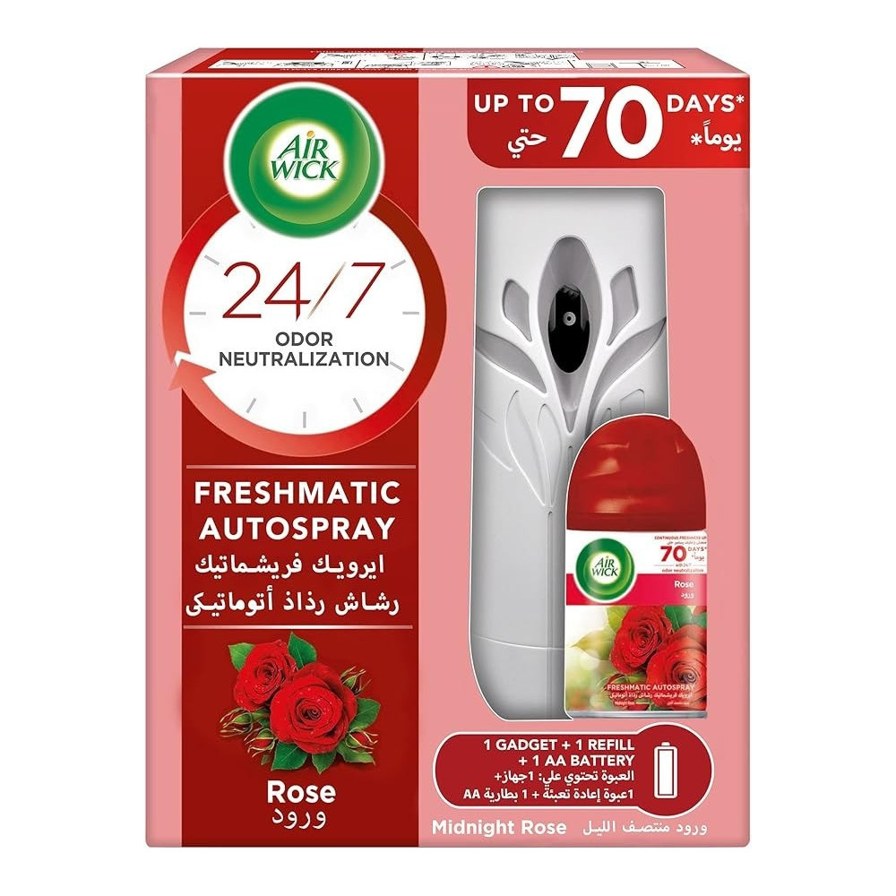 Air Wick Freshener Freshmatic Autospray Gadget, Midnight Rose, 250 Ml