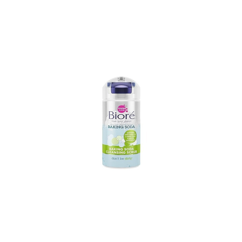 Biore Baking Soda Cleansing Scrub, For Combination Skin, Water-Activated Powder For A Deep Clean And Gentle Exfoliation, 4.5 Ounces