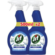 Jif Ultra Fast Cleaner Spray For Bathroom, 100 Percentage Soap And Limescale Removal, 500Ml X 2