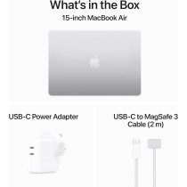 Apple Macbook Air 15 inch, M3 chip with 8-core CPU and 10-core GPU, 16GB RAM, 512 GB SSD, Silver, English MXD23 1 Year Warranty