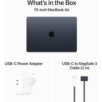 Apple Macbook Air 15 inch, M3 chip with 8-core CPU and 10-core GPU, 16GB RAM, 512 GB SSD, Midnight, English MXD43 1 Year Warranty