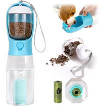 Snlkml Dog Water Bottle Portable, 3-In-1 Dog Water Bottle With Food Container And Replaceable Waste Bags, Leak Proof, Dishwasher Safe, Water Bottle For Dogs On The Go Outdoor Hiking Travel (20Oz)