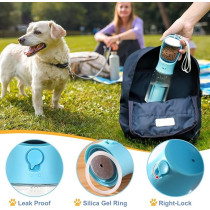 Snlkml Dog Water Bottle Portable, 3-In-1 Dog Water Bottle With Food Container And Replaceable Waste Bags, Leak Proof, Dishwasher Safe, Water Bottle For Dogs On The Go Outdoor Hiking Travel (20Oz)