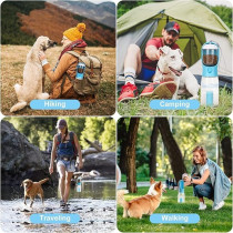 Snlkml Dog Water Bottle Portable, 3-In-1 Dog Water Bottle With Food Container And Replaceable Waste Bags, Leak Proof, Dishwasher Safe, Water Bottle For Dogs On The Go Outdoor Hiking Travel (20Oz)