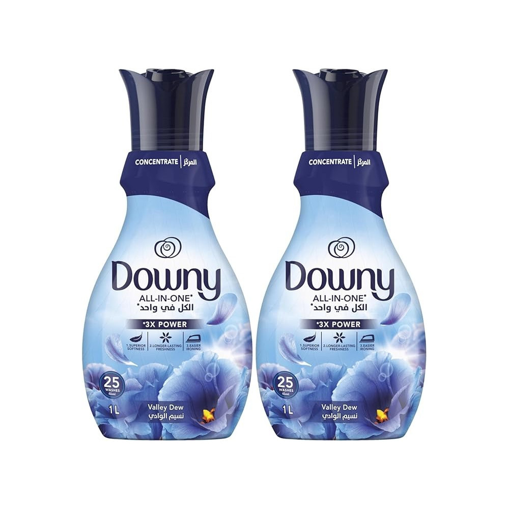 Downy Fabric Softener Concentrate, All-In-One, Valley Dew Scent, 2 X 1L
