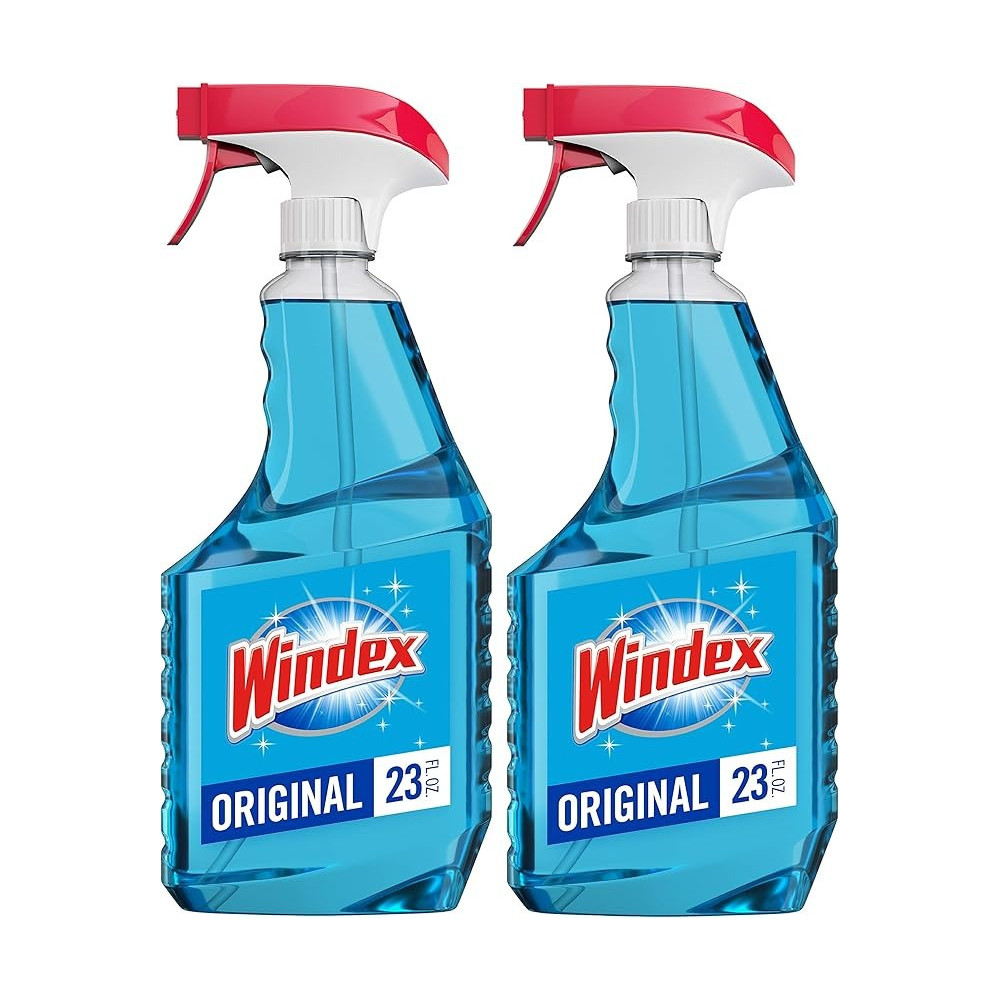 Windex Glass And Window Cleaner Spray Bottle, Bottle Made From 100 Percentage Recycled Plastic, Surface Cleaning Spray, Original Blue Scent, 23 Fl Oz (Pack Of 2)