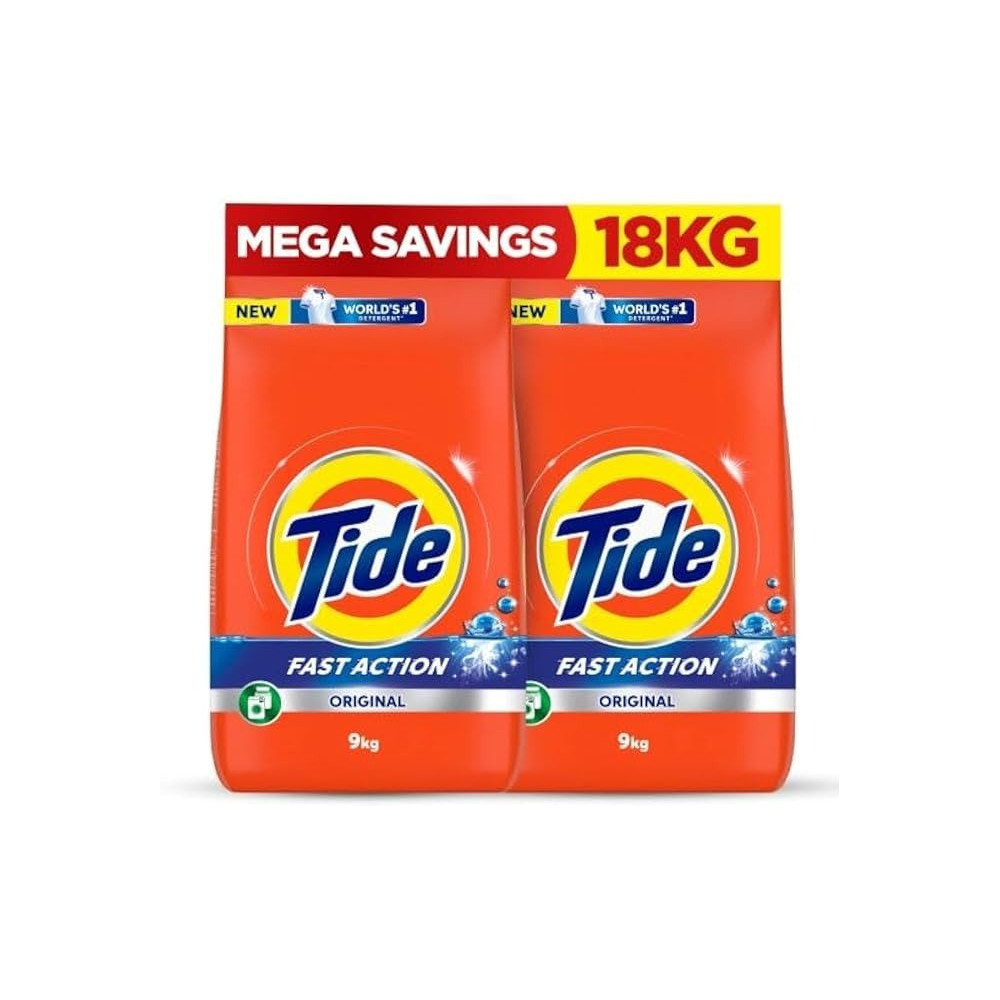 Tide Fast Action Laundry Detergent Powder, 9 Kg X 2, Dual Pack, 18 Kg
