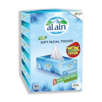 Al Ain Tissues 5 Facial Tissue Boxes, 150 X 2 Ply
