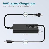 90W Charger USB Type-C For Dell Laptop Charger, Black