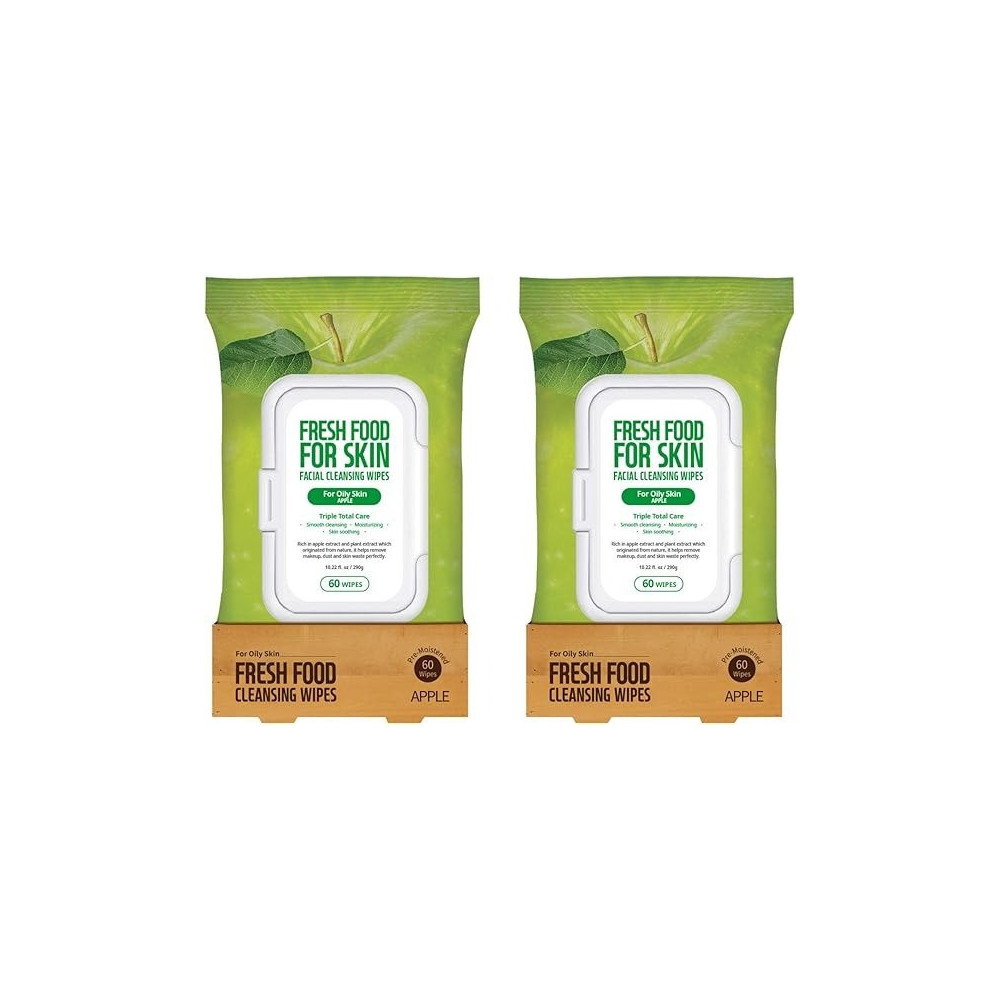 Farmskin Freshfood For Skin Facial Cleansing Wipes, 60 Count, Pack Of 2