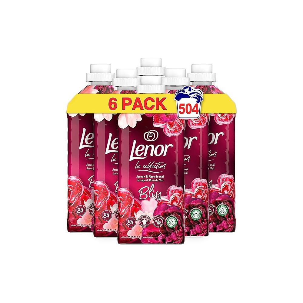 Lenor Fabric Softener 504 Washes, Jasmine And Rose Liquid Fabric Softener, Pack Of 6, 1764 ml