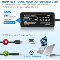 Givehooy 65 Watts Laptop Charger, Black