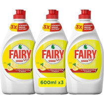 Fairy Max Plus Lemon Dishwashing Liquid With Bleach Alternative Power, Pack Of 3 x 600 ml
