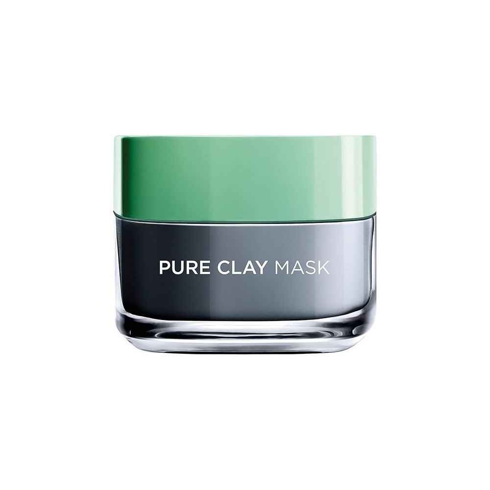 L'Oreal Paris Pure Clay Black Face Mask With Charcoal, Detoxifies And Clarifies, 50 Ml