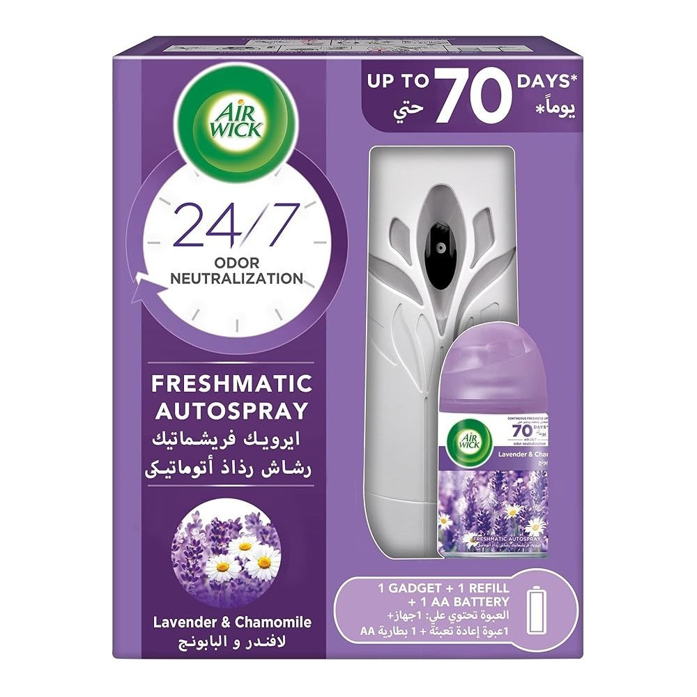 Air Wick Air Freshener Freshmatic Auto Spray Lavender And Chamomile Gadget And 1 Refill, 250 ml
