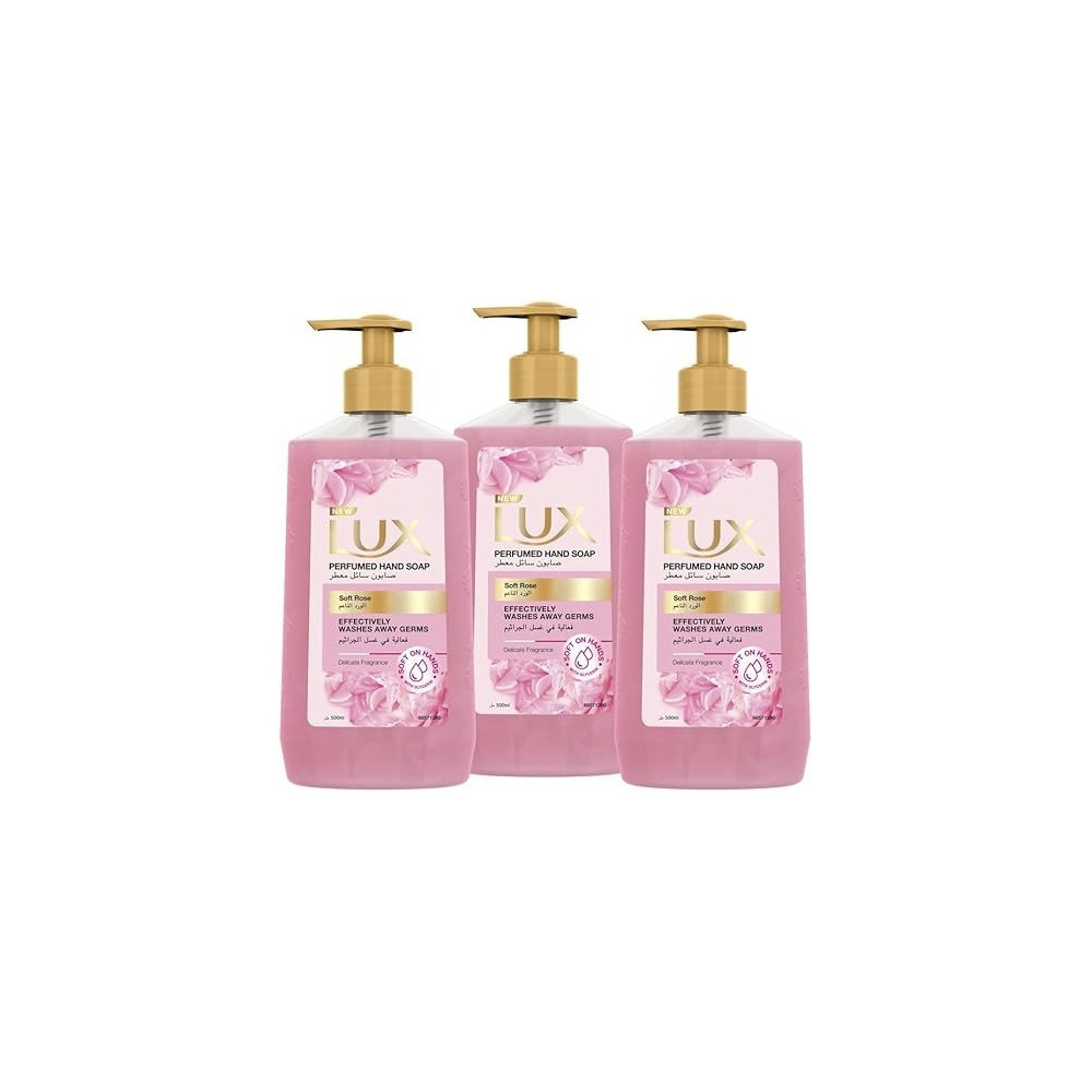 Lux Antibacterial Liquid Handwash Glycerine Enriched, Soft Rose For All Skin Types, 500Ml, Pack Of 3