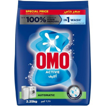Omo Automatic Powder Laundry Detergent, Active, Up To 100 Percentage Stain Removal In 1 Wash, 2.25 Kg