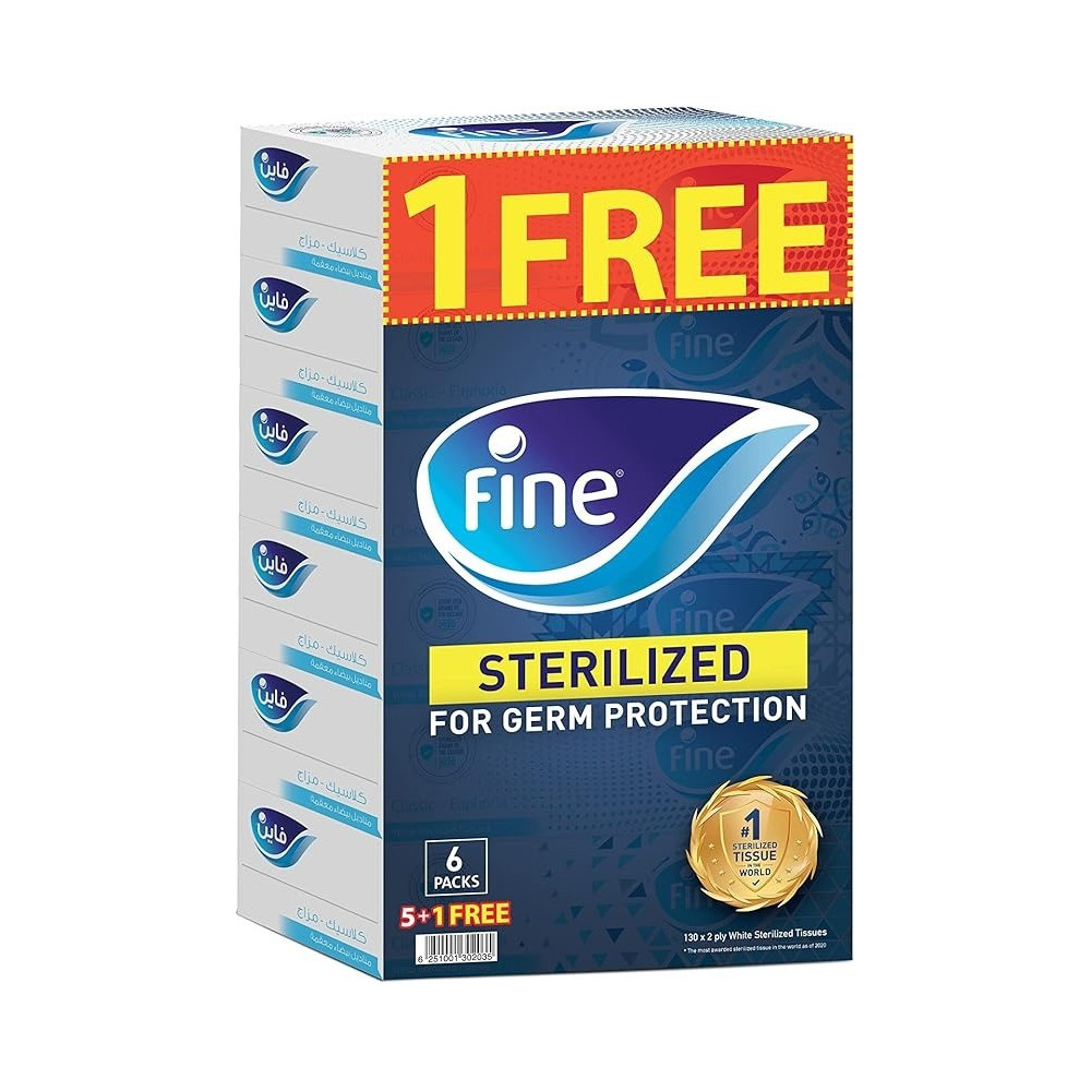 Fine Facial Tissue 130 Sheets X 2 Ply, Bundle Of 5 X 1 Pack Free Fine Classic Variety Sterilized Tissues For Germ Protection