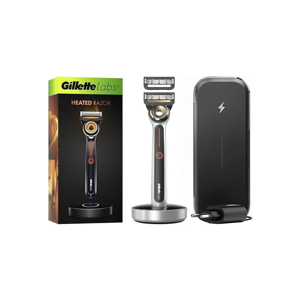 Gillette Labs Heated Men Razor Travel Kit And 1 Razor Blade Refill, Flex Disc Technology, 100 Percentage Waterproof, Gifts For Men, 2 Pin Eu Plug