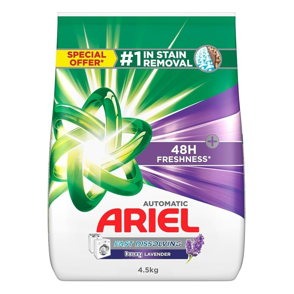 Ariel Fast Dissolving Laundry Detergent Powder With Lavender, 4.5 Kg