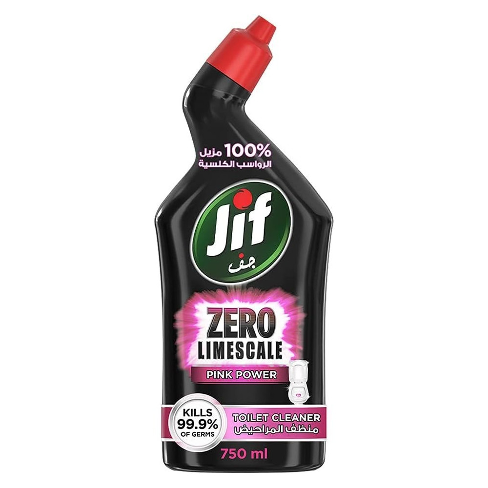 Jif Anti-Bacterial Toilet Cleaner For 100 Percentage Limescale Removal, Pink Power Disinfects And Kills 99.9 Percentage Of Germs, 750Ml