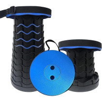 Lism Collapsible Stool, Upgraded Portable Folding Stool Lightweight And Sturdy, Indoor Telescopic Stool Non-Slip, Waterproof Camping Stool For Outdoor Fishing Hiking Gardening Bbq, Blue