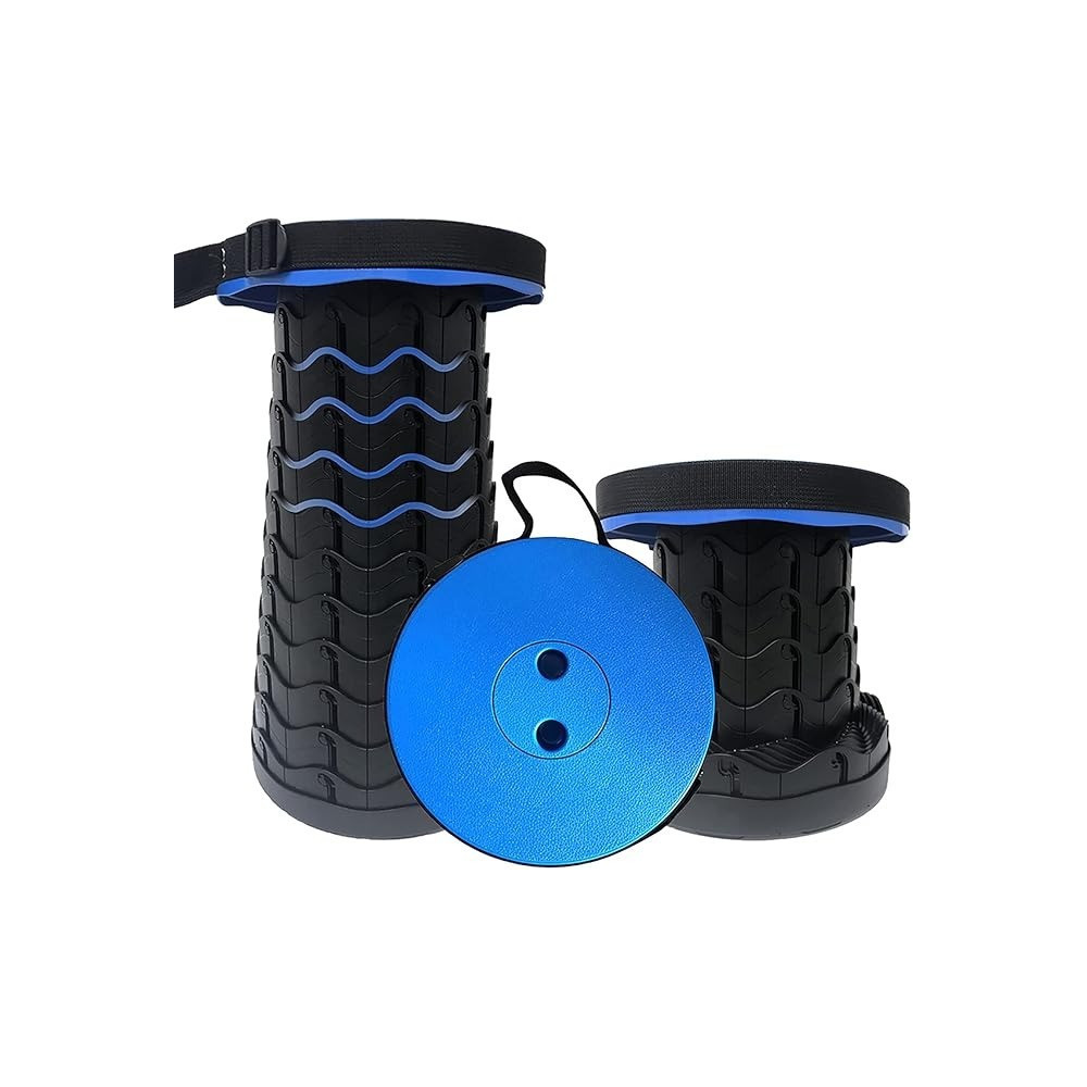 Lism Collapsible Stool, Upgraded Portable Folding Stool Lightweight And Sturdy, Indoor Telescopic Stool Non-Slip, Waterproof Camping Stool For Outdoor Fishing Hiking Gardening Bbq, Blue