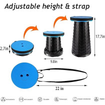 Lism Collapsible Stool, Upgraded Portable Folding Stool Lightweight And Sturdy, Indoor Telescopic Stool Non-Slip, Waterproof Camping Stool For Outdoor Fishing Hiking Gardening Bbq, Blue