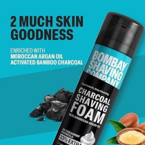 Bombay Shaving Company Charcoal Shaving Foam, 33% Extra With Activated Charcoal And Moroccan Argan Oil, 266 Ml