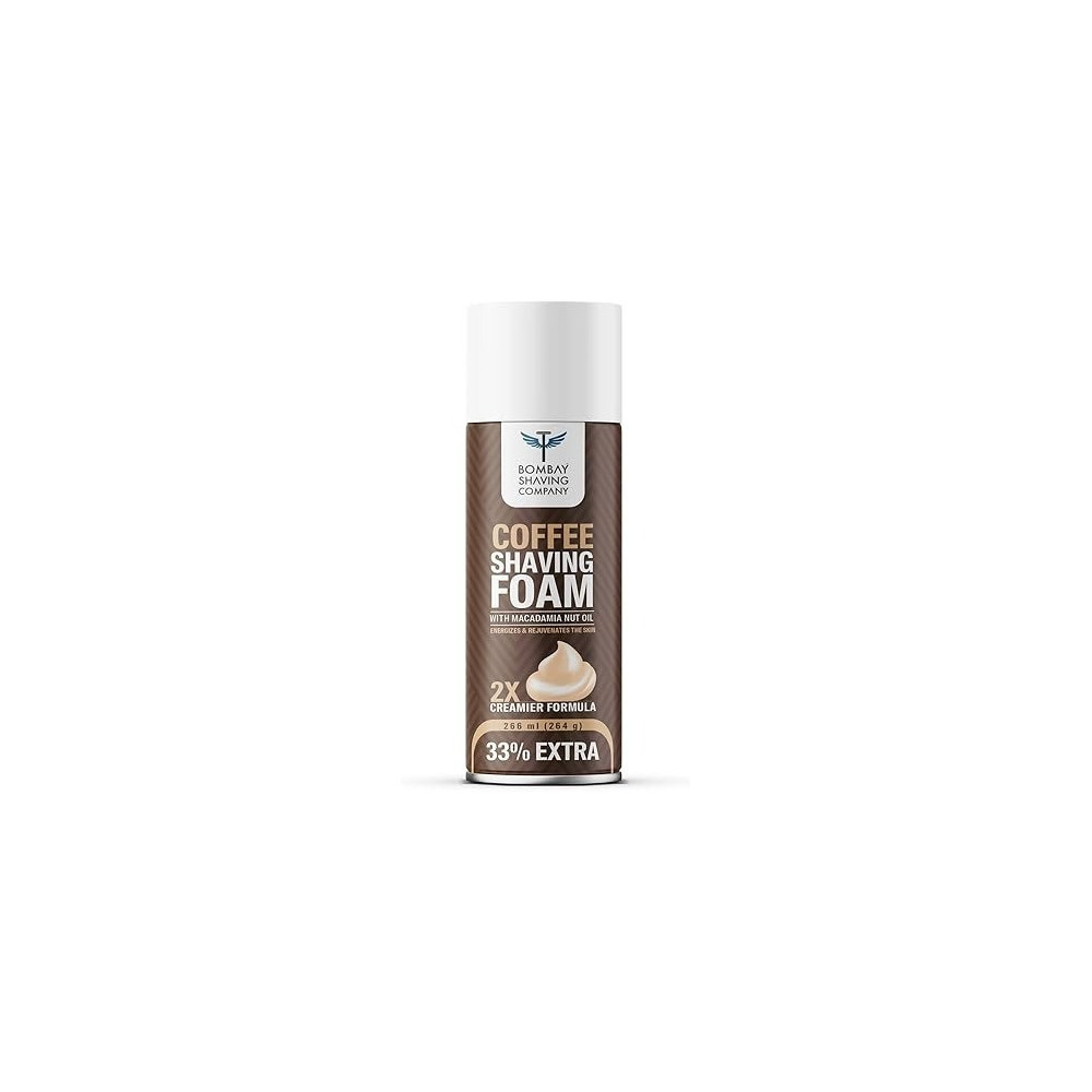 Bombay Shaving Company Coffee Shaving Foam, 33% Extra With Coffee And Macadamia Seed Oil, 266 Ml