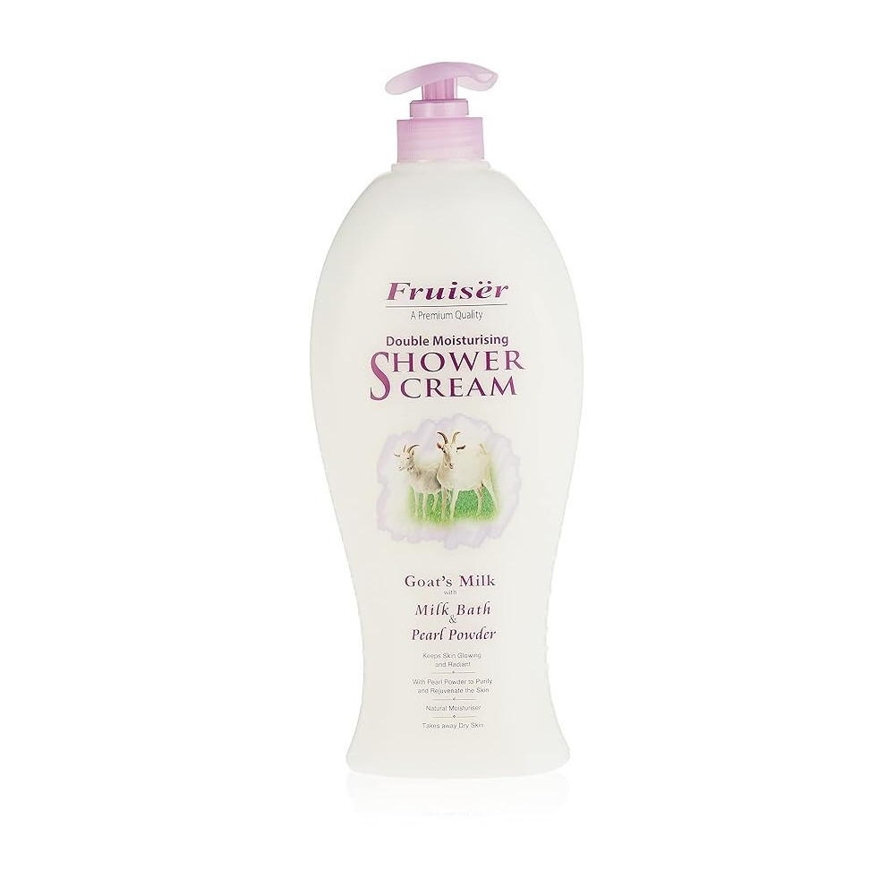 Fruiser Double Moisturising Shower Cream, Goats Milk With Pearl Powder, 1000 Ml