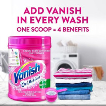 Vanish Laundry Stain Remover Oxi Action Powder For Colors And Whites, Can Be Used With And Without Detergents, Additives And Fabric Softeners, 1Kg