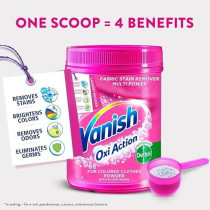 Vanish Laundry Stain Remover Oxi Action Powder For Colors And Whites, Can Be Used With And Without Detergents, Additives And Fabric Softeners, 1Kg