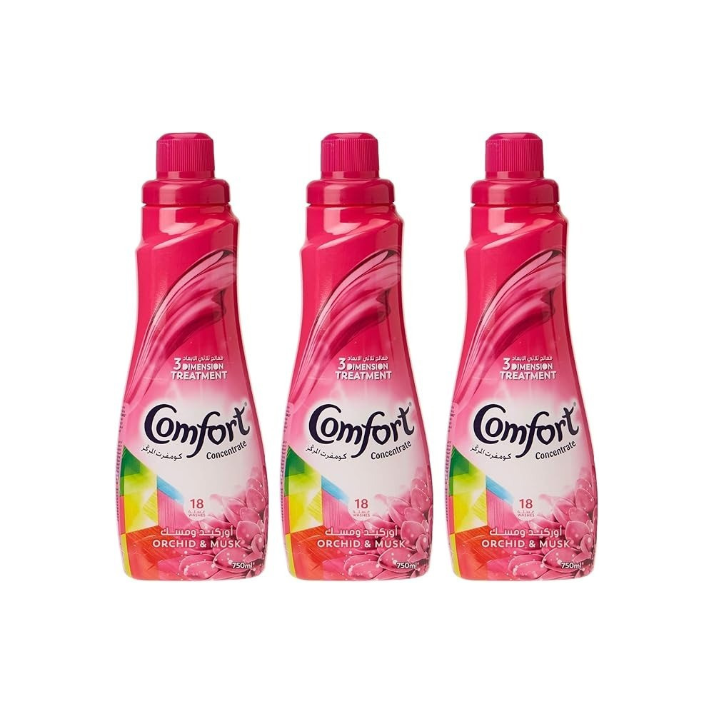 Comfort Concentrated Fabric Softener Orchid And Musk, 750 Ml, Pack Of 3