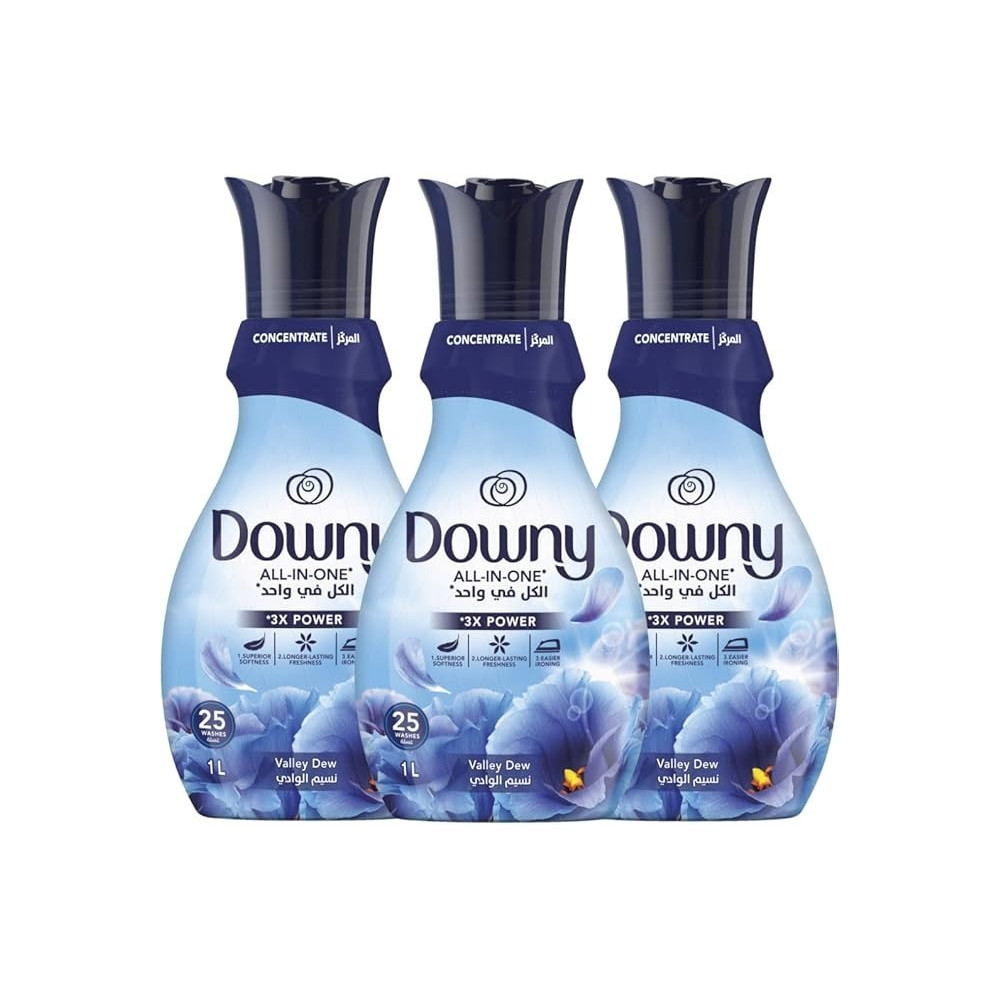 Downy Concentrate Valley Dew Fabric Softener, Pack Of 3 X 1L