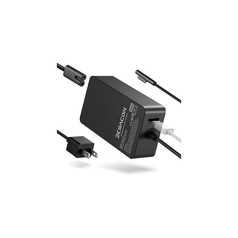 KSACDN Surface Charging Adapter, 102W 15V 6.33A for Microsoft Surface Book 2/3, Pro X/9/8/7/6, Laptop 2/3/4, Studio, with Power Cord And USB Port