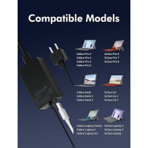 KSACDN Surface Charging Adapter, 102W 15V 6.33A for Microsoft Surface Book 2/3, Pro X/9/8/7/6, Laptop 2/3/4, Studio, with Power Cord And USB Port