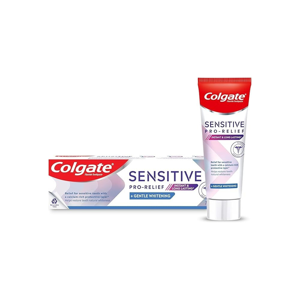 Colgate Toothpaste Sensitive Pro-Relief, Gentle Whitening Toothpaste, Instant And Long Lasting Sensitivity Relief Plus Whitening, With Bio-Arginine And Calcium, 75Ml