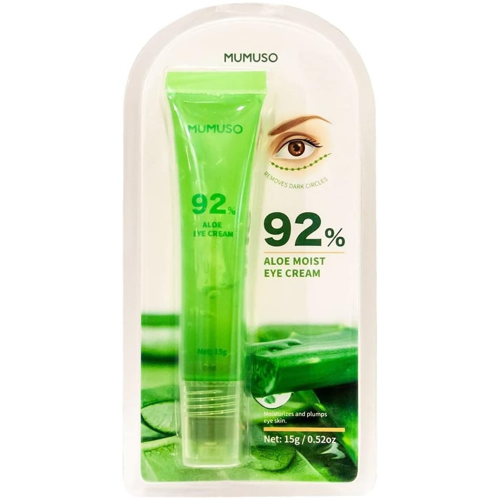 Mumuso Aloe Moisturizing Eye Cream, Repair Under Eye Bags, Dark Circles And Puffiness, Wrinkle Eye Cream With Natural Aloe Vera Extract, Moisturizing And Repairing Eye Wrinkles, Anti-Aging, 15G