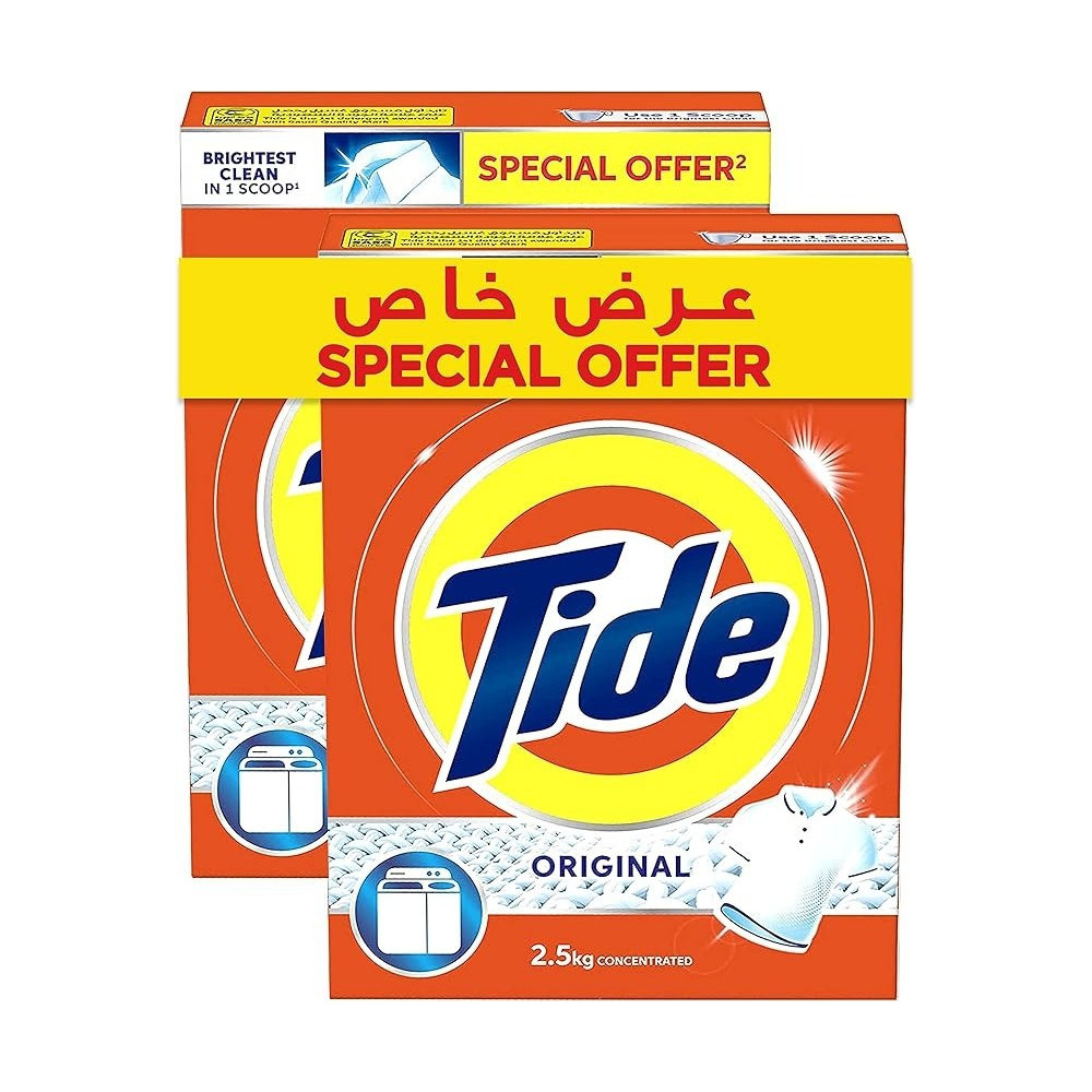 Tide Semi-Automatic Laundry Detergent Powder, Original Scent, Stain-Free Clean Laundry, Washing, 2.5 Kg Dual Pack