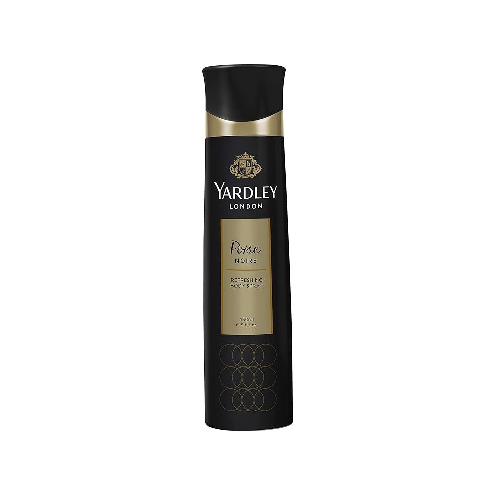 Yardley Poise Noire Body Spray For Elegant Woman, Mandarin, Waterlily And Jasmine Fragrance, 150 Ml