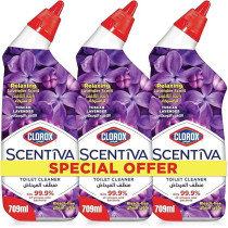 Clorox Scentiva Toilet Cleaner, Tuscan Lavender, Bleach Free, Kills 99.9Percentage Of Viruses And Bacteria, Triple Pack, 709 Ml